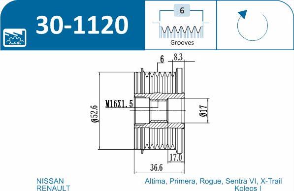 IJS GROUP 30-1120 - Fulie, alternator aaoparts.ro