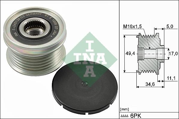 INA 535 0155 10 - Fulie, alternator aaoparts.ro