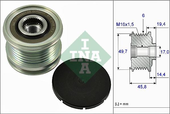 INA 535 0168 10 - Fulie, alternator aaoparts.ro