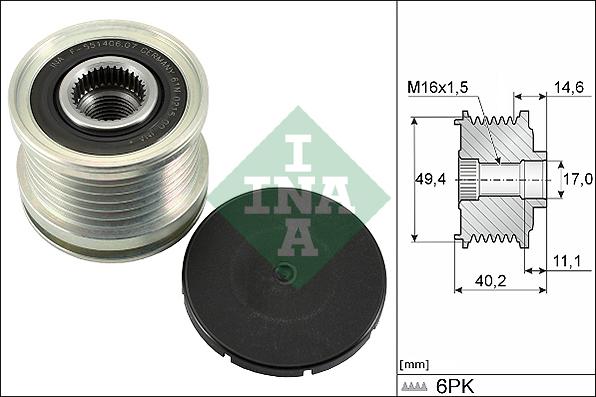 INA 535 0124 10 - Fulie, alternator aaoparts.ro