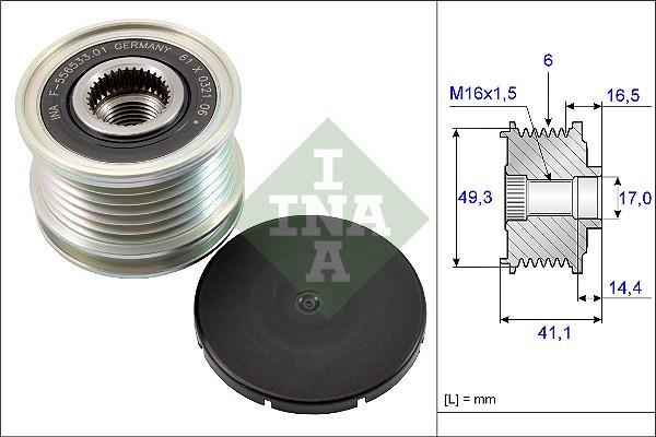 INA 535 0178 10 - Fulie, alternator aaoparts.ro