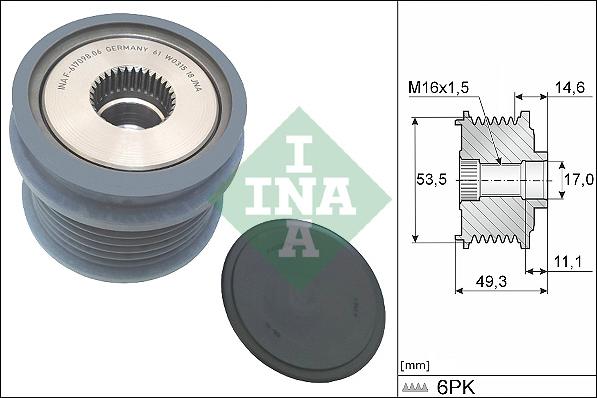 INA 535 0364 10 - Fulie, alternator aaoparts.ro