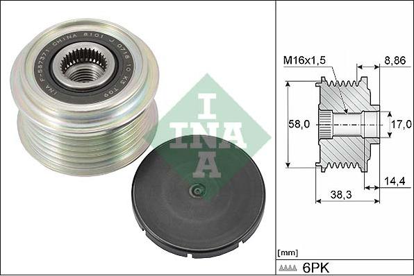 INA 535 0296 10 - Fulie, alternator aaoparts.ro