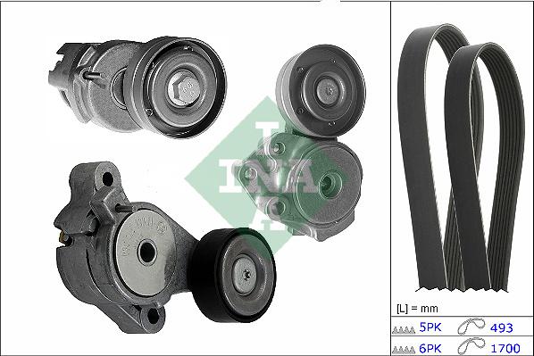INA 529 0501 10 - Set curea transmisie cu caneluri aaoparts.ro