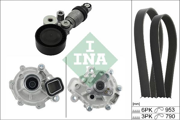 INA 529 0371 30 - Pompa apa + Set curea transmisie cu caneluri aaoparts.ro