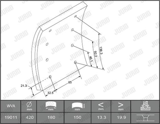 Jurid 1901005700 - Set garnituri de frictiune, frana tambur aaoparts.ro