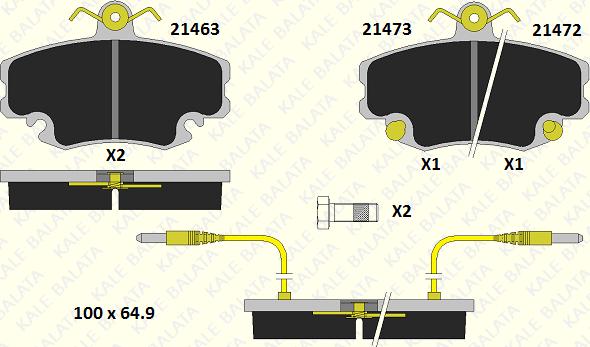 KALE 21463 182 34 - Set placute frana,frana disc aaoparts.ro