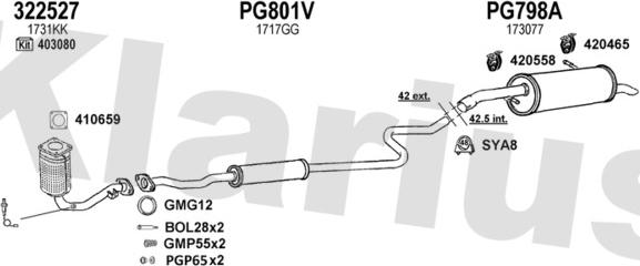 Klarius 631136U - Sistem de esapament aaoparts.ro