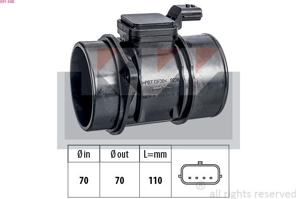 KW 491 448 - Senzor debit aer aaoparts.ro