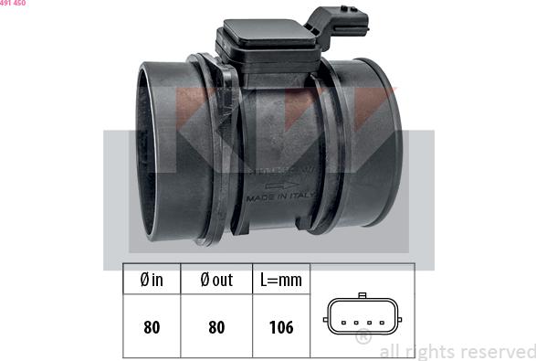 KW 491 450 - Senzor debit aer aaoparts.ro