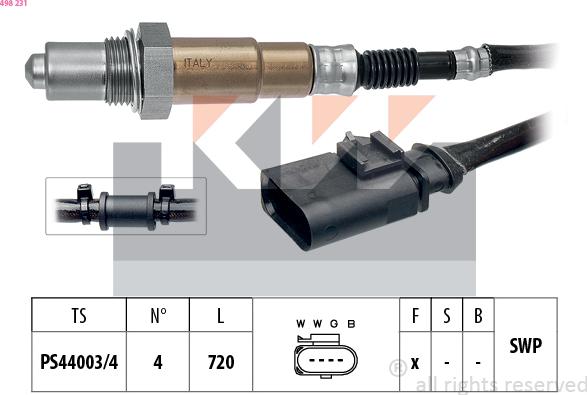 KW 498 231 - Sonda Lambda aaoparts.ro