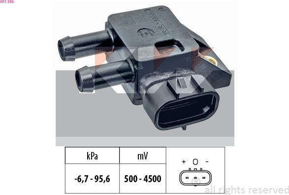 KW 493 386 - Senzor, presiune gaze evacuare aaoparts.ro