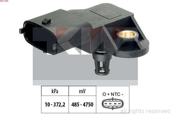 KW 493 236 - Senzor,presiune supraalimentare aaoparts.ro