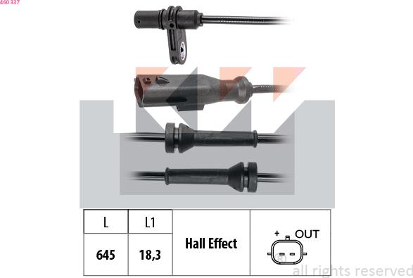 KW 460 337 - Senzor,turatie roata aaoparts.ro
