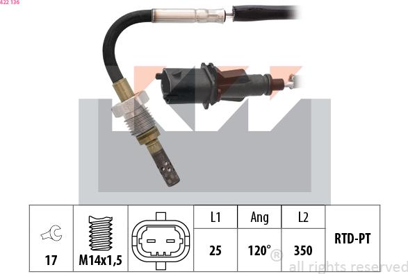 KW 422 136 - Senzor, temperatura gaze evacuare aaoparts.ro