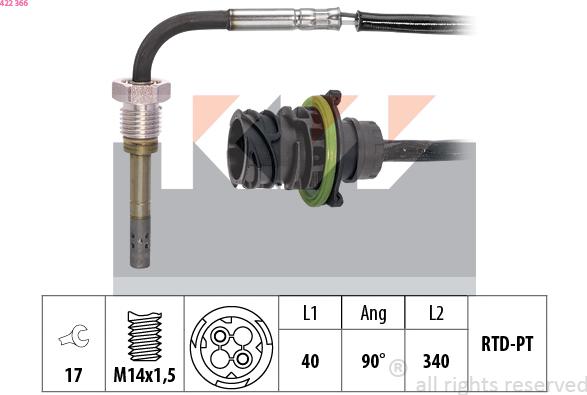KW 422 366 - Senzor, temperatura gaze evacuare aaoparts.ro