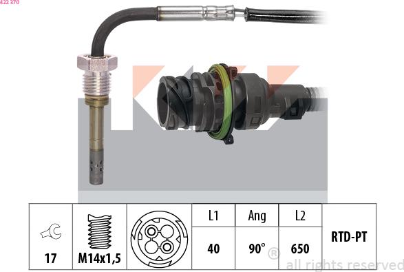 KW 422 370 - Senzor, temperatura gaze evacuare aaoparts.ro