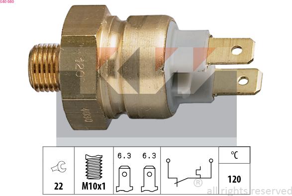 KW 540 080 - Senzor,temperatura lichid de racire aaoparts.ro