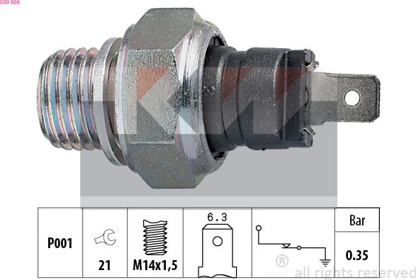 KW 500 006 - Senzor,presiune ulei aaoparts.ro
