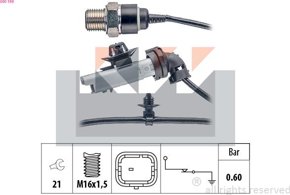 KW 500 199 - Senzor,presiune ulei aaoparts.ro