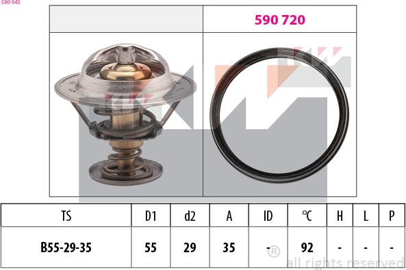 KW 580 945 - Termostat,lichid racire aaoparts.ro