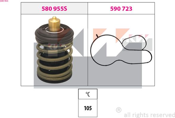 KW 580 955 - Termostat,lichid racire aaoparts.ro