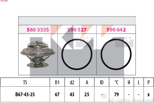 KW 580 980 - Termostat,lichid racire aaoparts.ro
