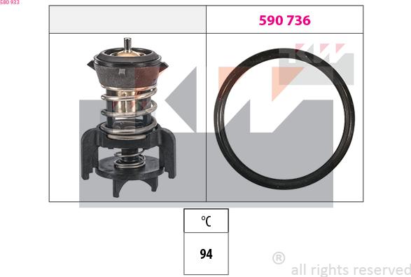 KW 580 933 - Termostat,lichid racire aaoparts.ro