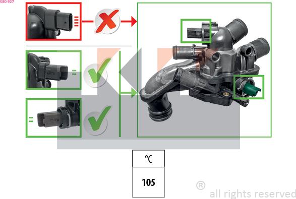 KW 580 927 - Termostat,lichid racire aaoparts.ro