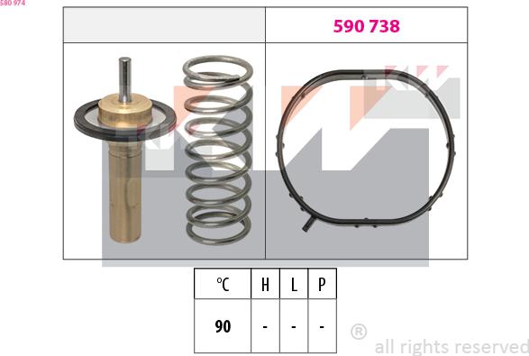 KW 580 974 - Termostat,lichid racire aaoparts.ro