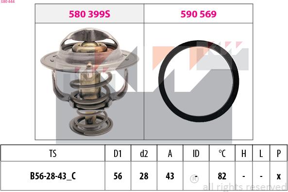 KW 580 444 - Termostat,lichid racire aaoparts.ro