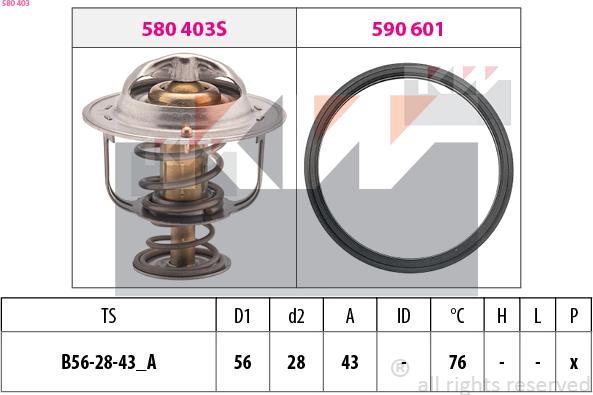 KW 580 403 - Termostat,lichid racire aaoparts.ro