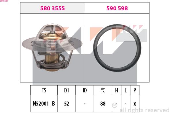 KW 580 487 - Termostat,lichid racire aaoparts.ro