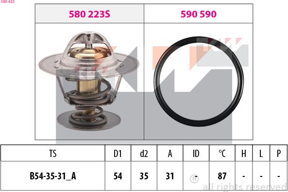 KW 580 432 - Termostat,lichid racire aaoparts.ro
