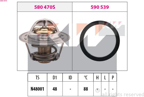 KW 580 470 - Termostat,lichid racire aaoparts.ro