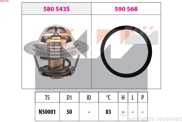 KW 580 543 - Termostat,lichid racire aaoparts.ro