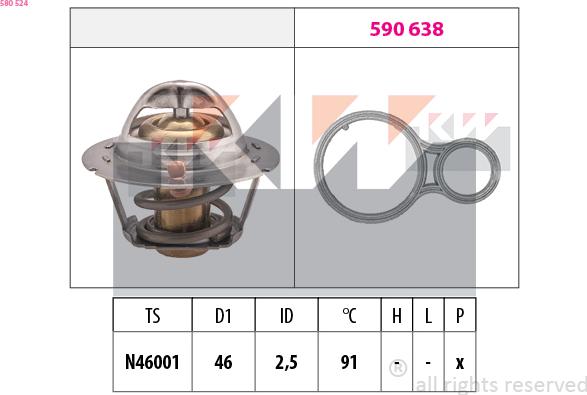 KW 580 524 - Termostat,lichid racire aaoparts.ro