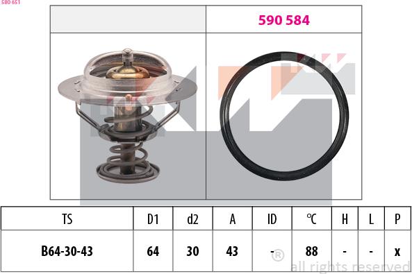 KW 580 651 - Termostat,lichid racire aaoparts.ro