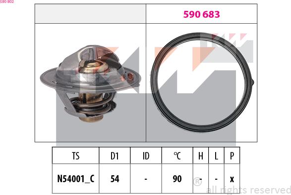 KW 580 802 - Termostat,lichid racire aaoparts.ro