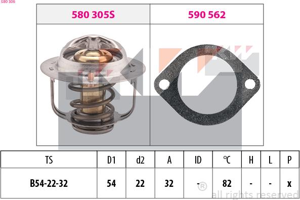 KW 580 306 - Termostat,lichid racire aaoparts.ro