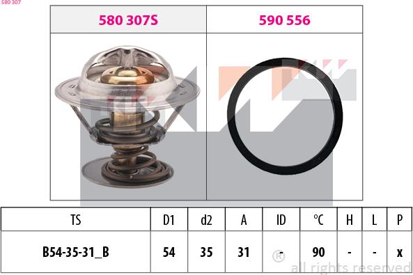 KW 580 307 - Termostat,lichid racire aaoparts.ro