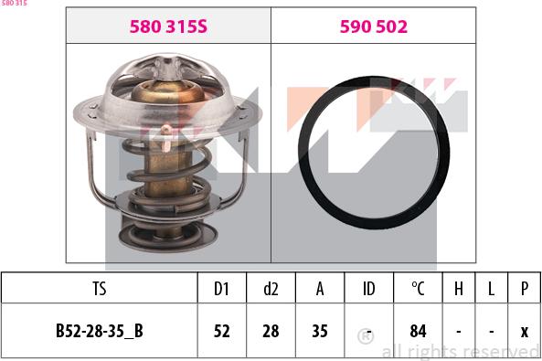 KW 580 315 - Termostat,lichid racire aaoparts.ro