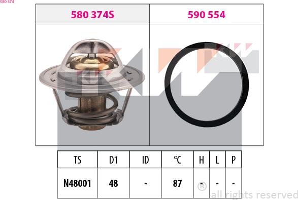 KW 580 374 - Termostat,lichid racire aaoparts.ro