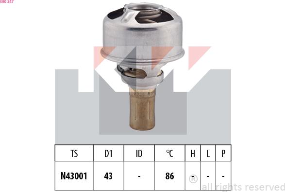 KW 580 247 - Termostat,lichid racire aaoparts.ro