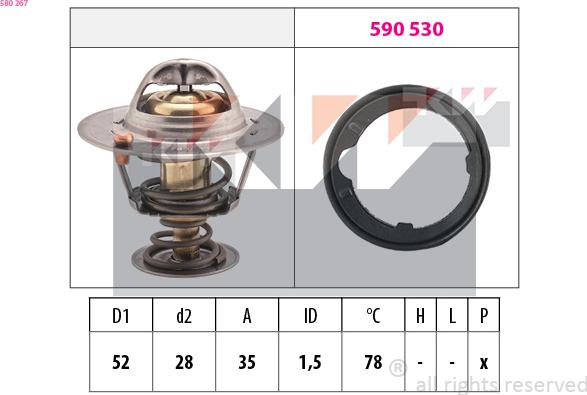 KW 580 267 - Termostat,lichid racire aaoparts.ro