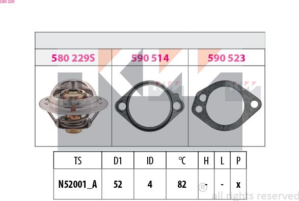 KW 580 229 - Termostat,lichid racire aaoparts.ro