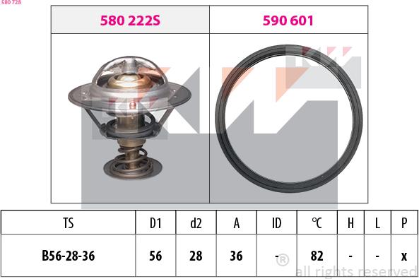KW 580 728 - Termostat,lichid racire aaoparts.ro