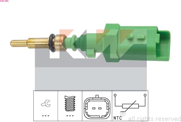 KW 530 385 - Senzor,temperatura lichid de racire aaoparts.ro