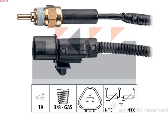 KW 530 374 - Senzor,temperatura lichid de racire aaoparts.ro