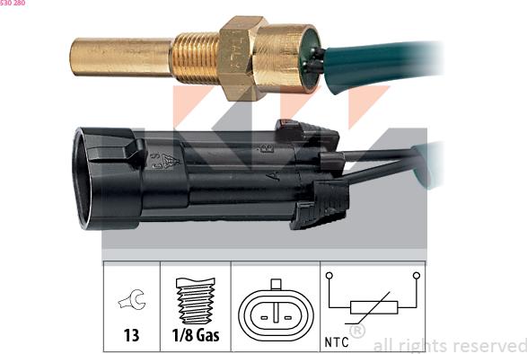 KW 530 280 - Senzor,temperatura lichid de racire aaoparts.ro